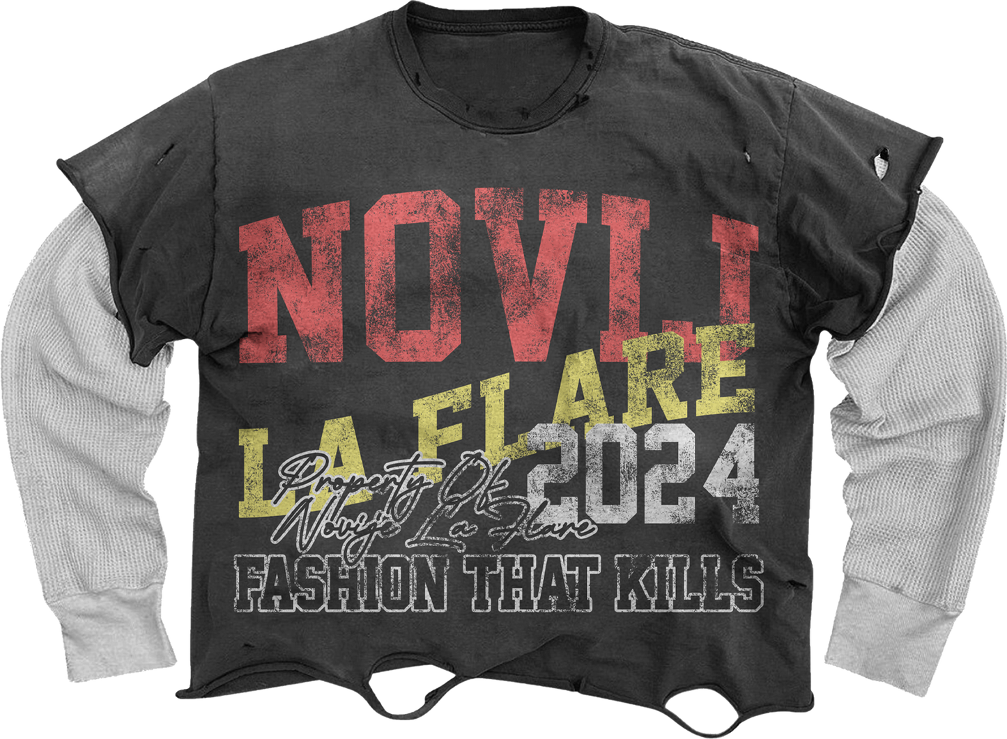 DISTRESSED VINTAGE DOUBLE LAYERED TEE