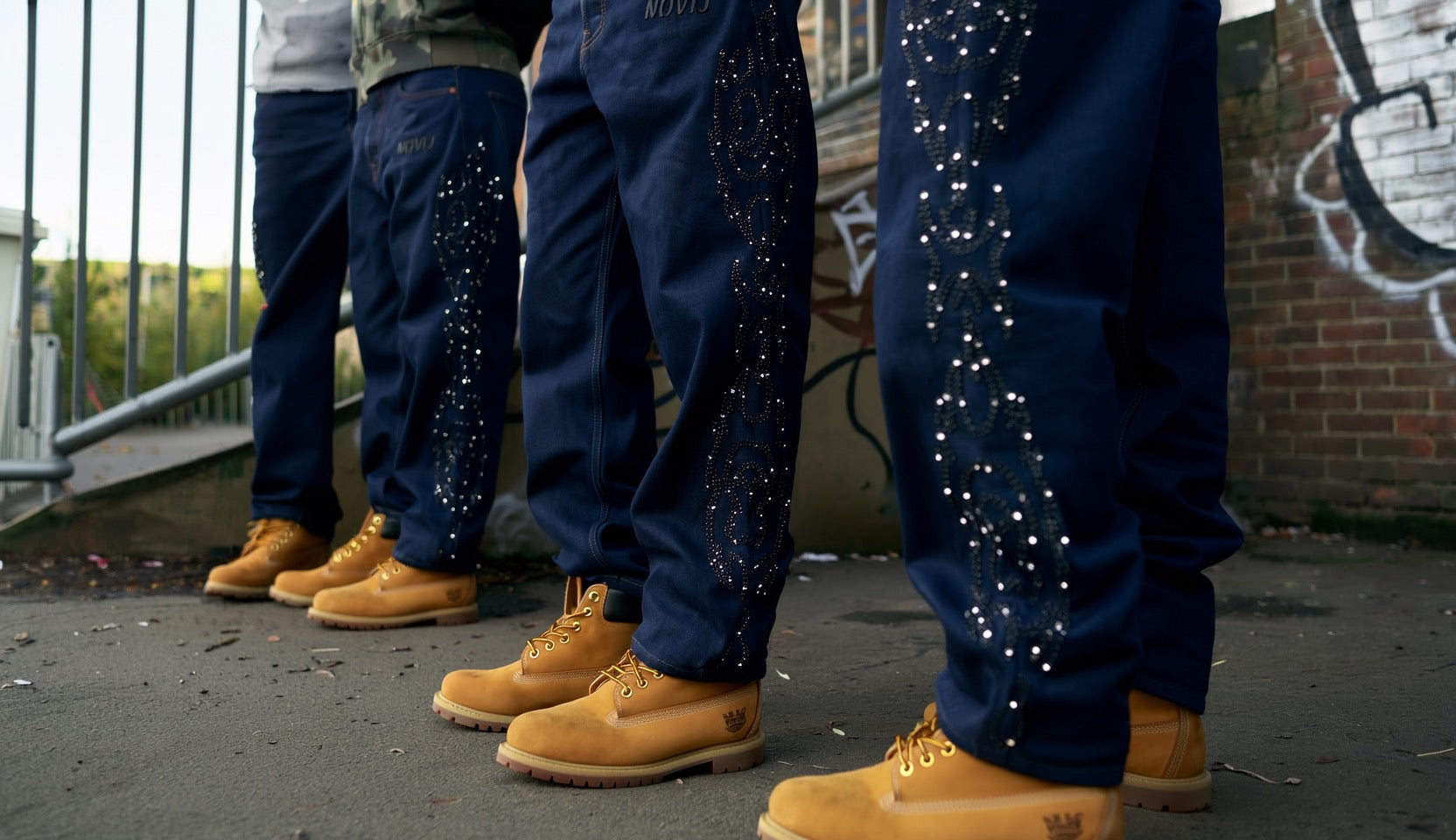 Raw Denim rhinestone jeans