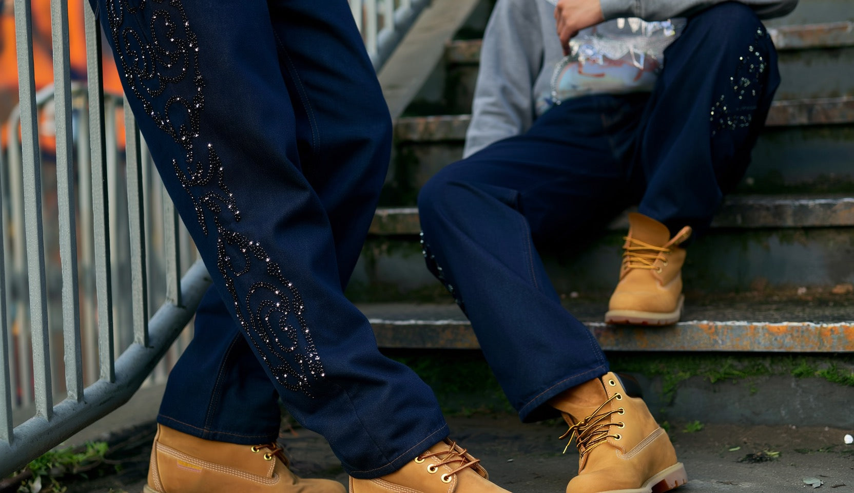 Raw Denim rhinestone jeans