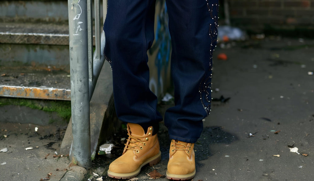 Raw Denim rhinestone jeans