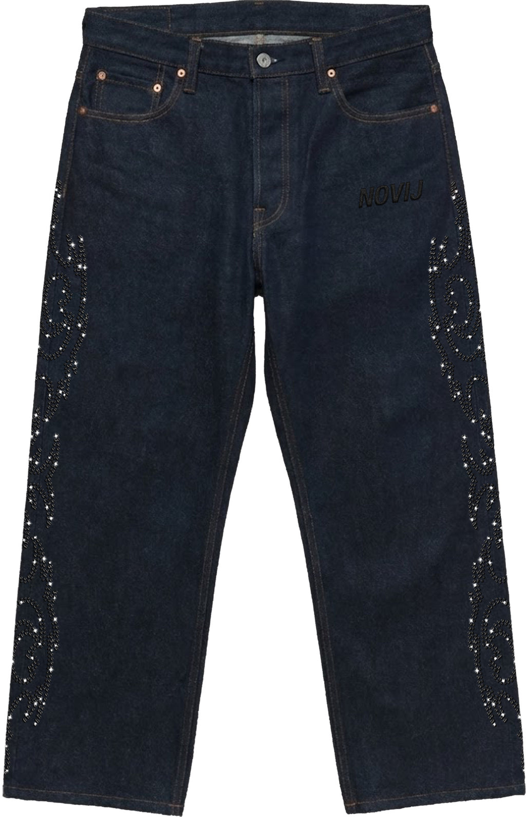 Raw Denim rhinestone jeans