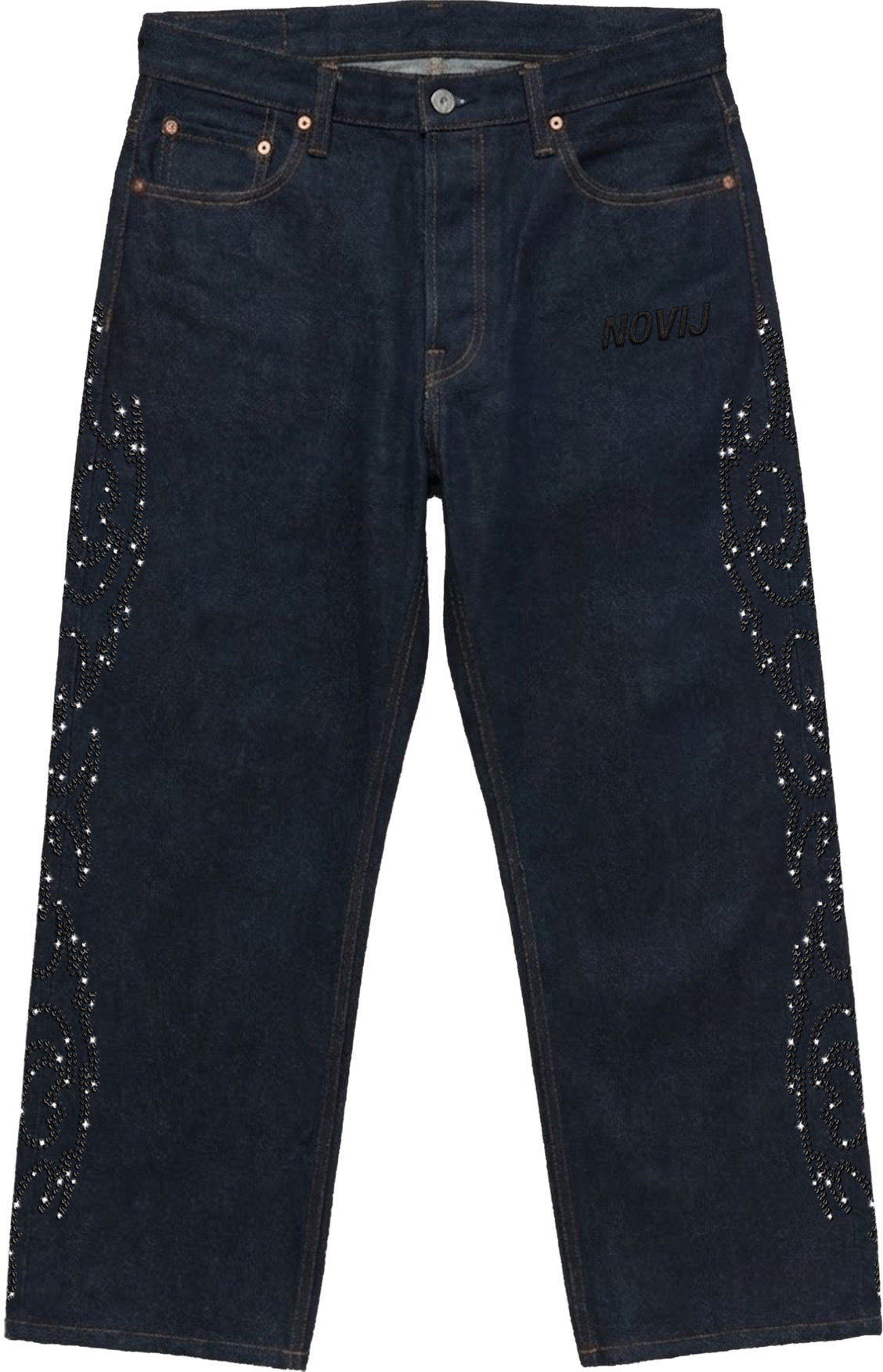 Raw Denim rhinestone jeans