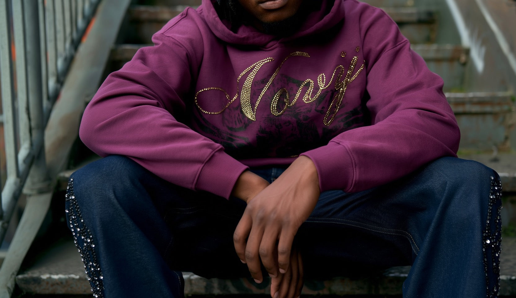 Acid Wash rhinestone hoodie